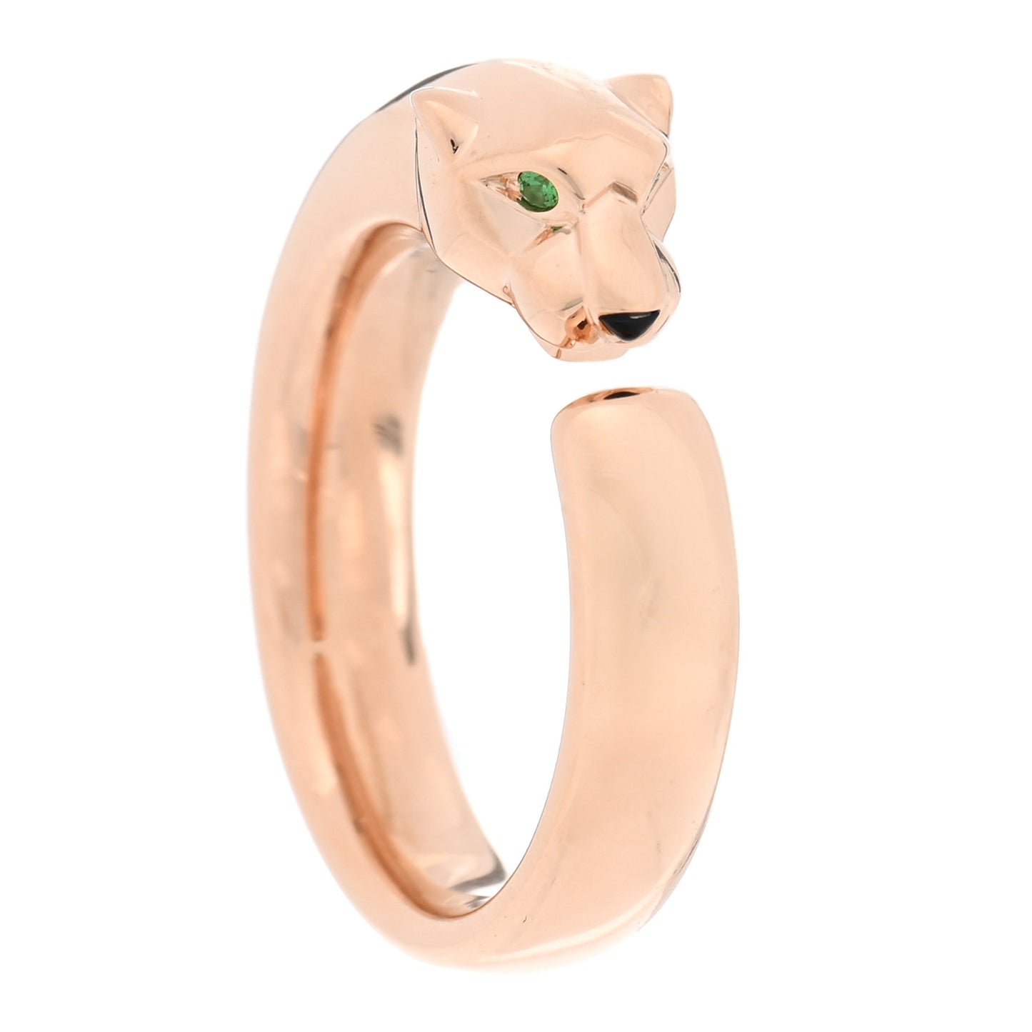 18K Pink Gold Tsavorite Black Onyx Panthere De Cartier Ring 52 6