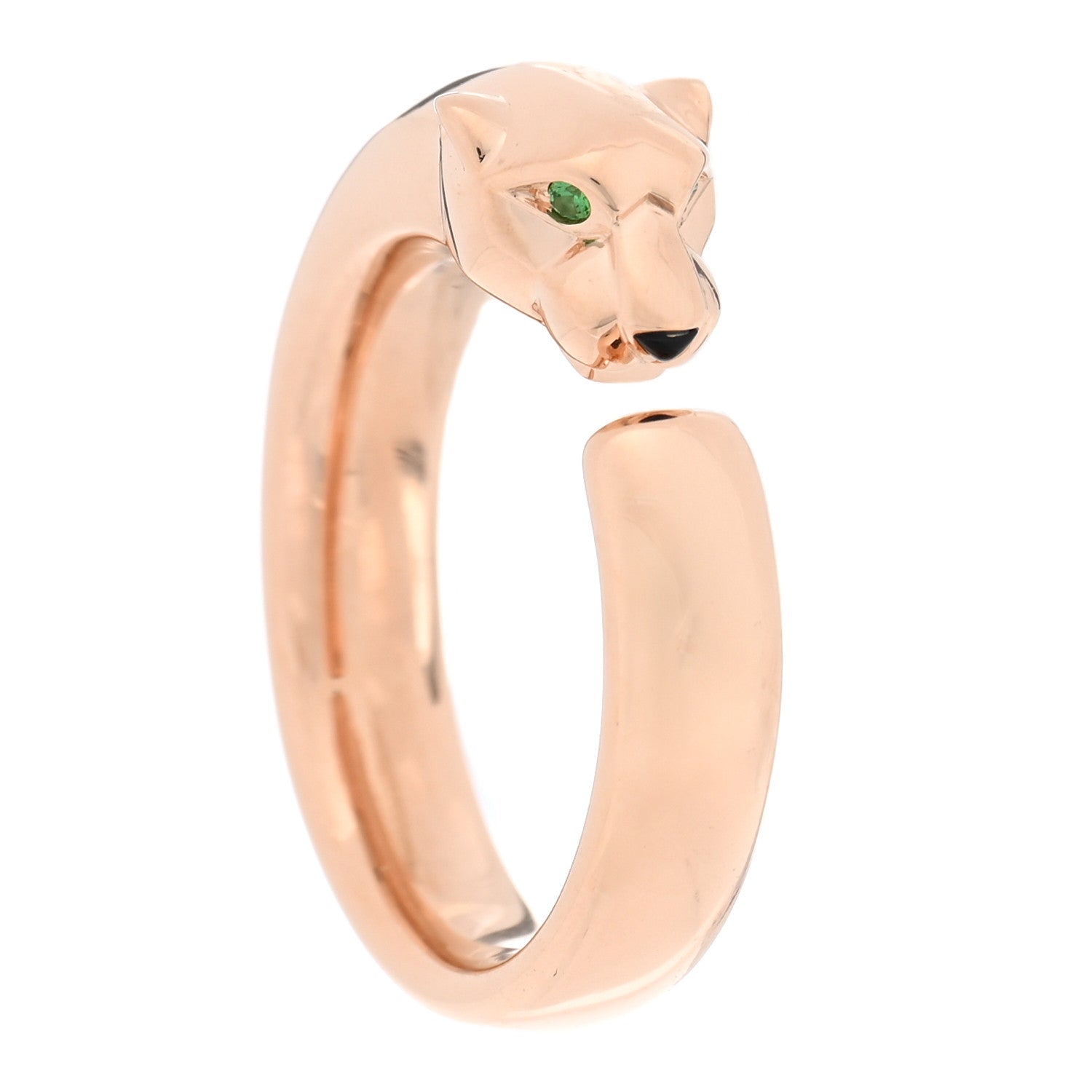 Cartier 18K Pink Gold Tsavorite Black Onyx Panthere De Cartier Ring 52 6 1 of 6