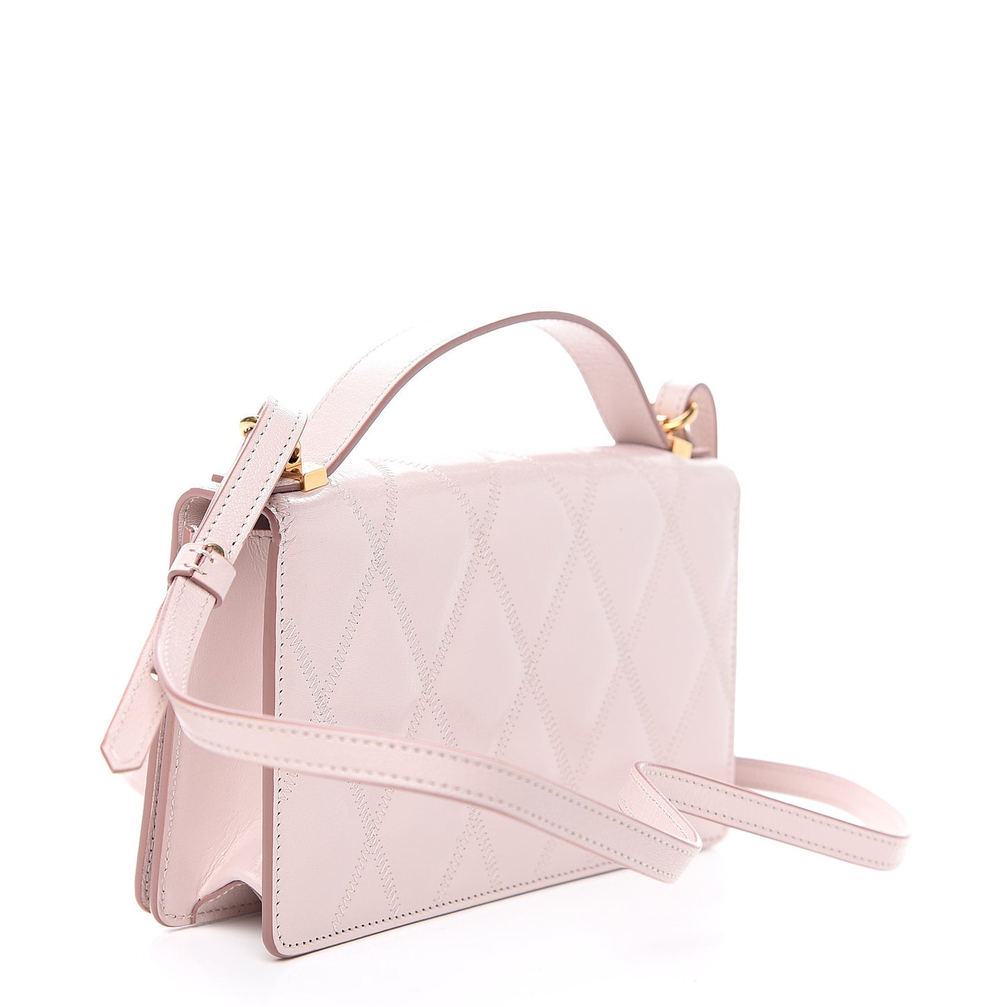 Goatskin Quilted GV3 Strap Wallet Pale Pink