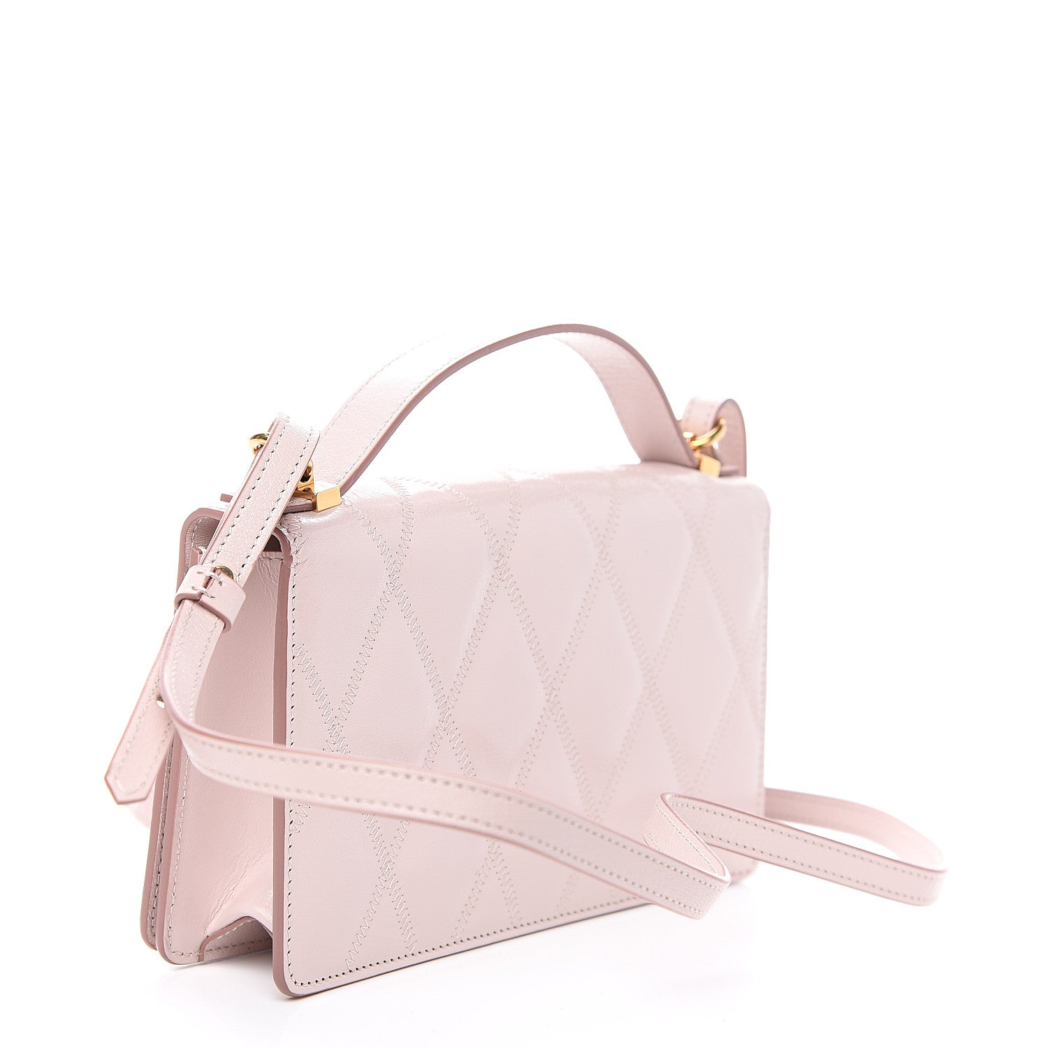 Givenchy Goatskin Quilted GV3 Strap Wallet Pale Pink 2 of 9