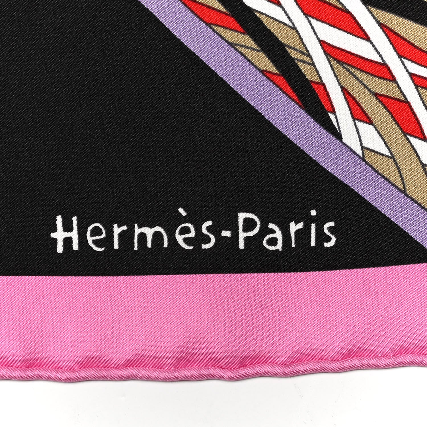 Hermes Silk A Travers Champs Scarf 90 Rose Vif Jaune Multicolor 2 of 5