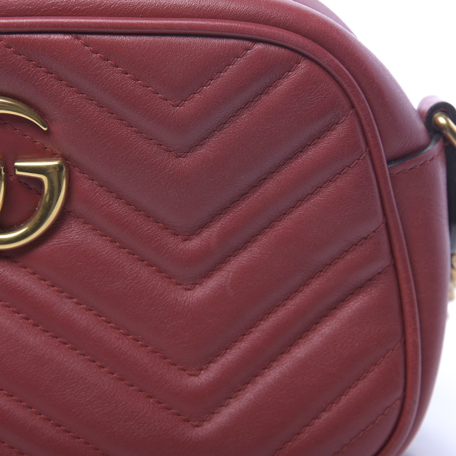 Gucci Calfskin Matelasse Small GG Marmont Chain Shoulder Bag Hibiscus Red 15 of 18