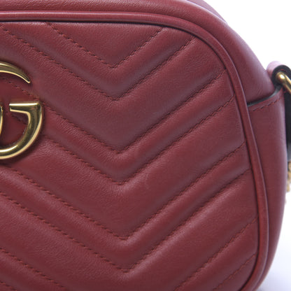 Gucci Calfskin Matelasse Small GG Marmont Chain Shoulder Bag Hibiscus Red 15 of 18