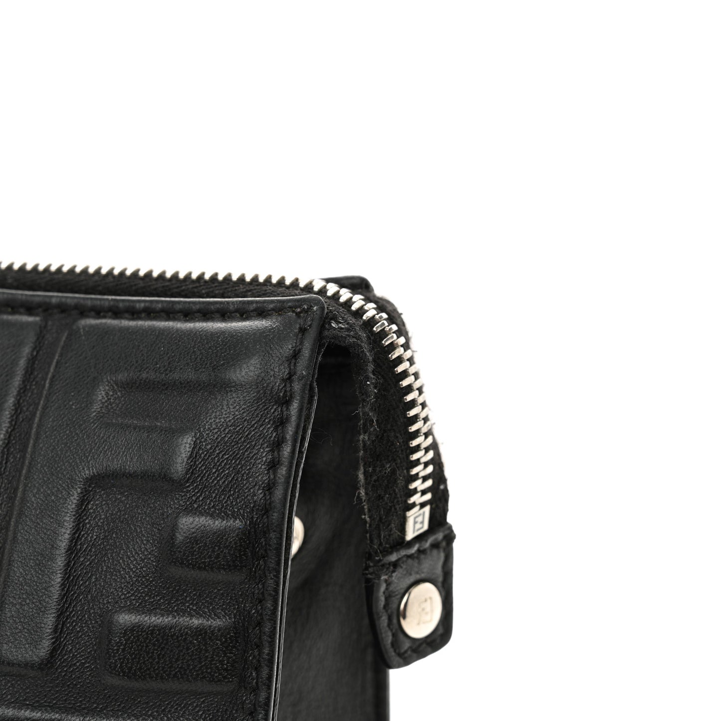 Vitello Grace FF 1974 Embossed Flat Pouch Black