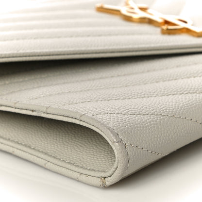 Saint Laurent Grain De Poudre Matelasse Chevron Monogram Envelope Clutch Blanc Vintage 10 of 12