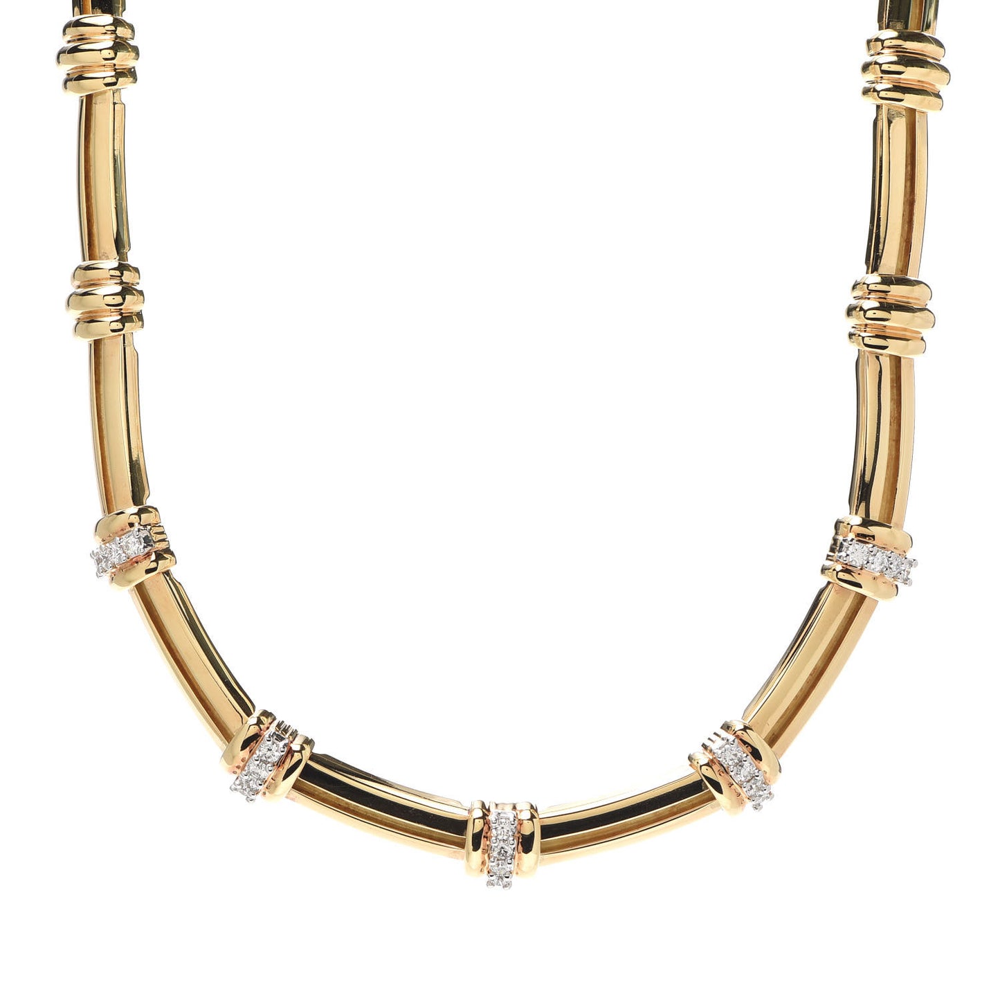 18K Yellow Gold Platinum Diamond Atlas Necklace