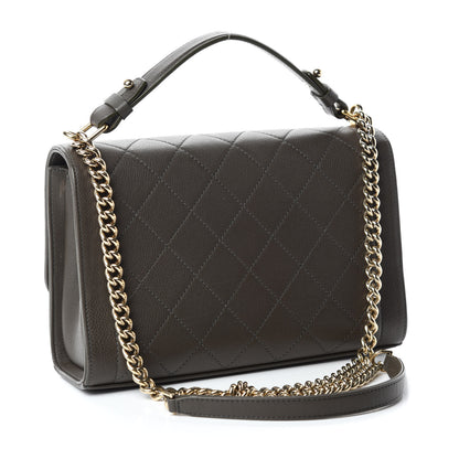 Chanel Grained Calfskin Quilted Medium Label Click Flap Bag Green 3 of 11