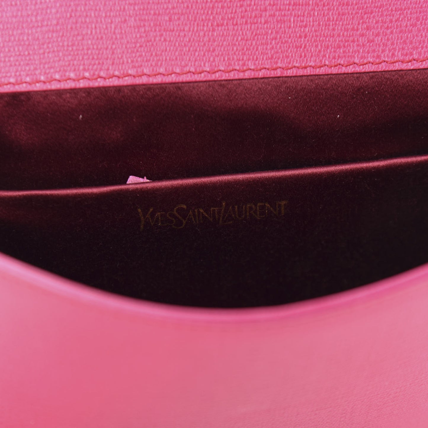 Textured Calfskin Y Ligne Clutch Fuchsia