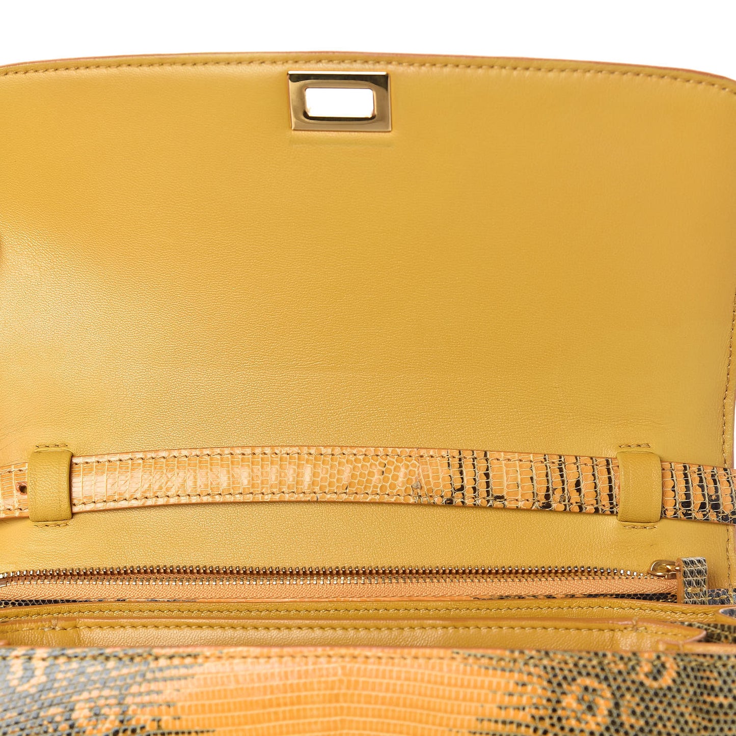 Lizard Medium Classic Box Flap Bag Amber