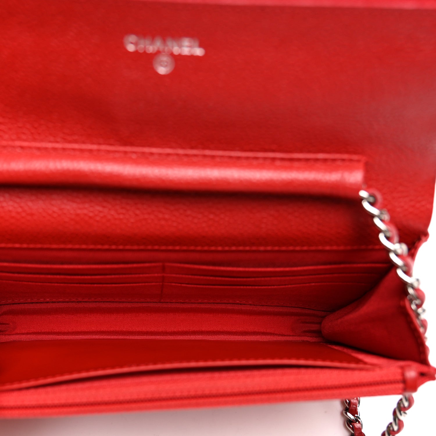 Chanel Caviar Quilted Wallet On Chain WOC Red 5 of 12
