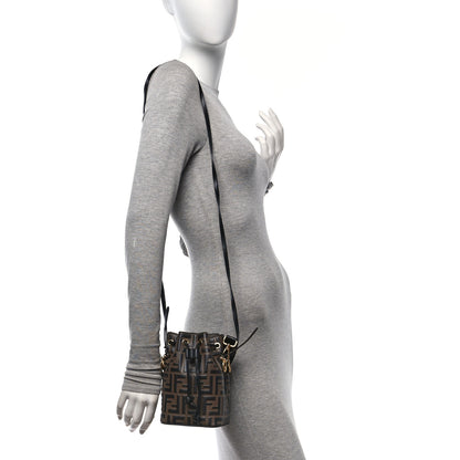 Fendi Vitello Liberty F is Fendi Bi-Color FF 1974 Embossed Mini Mon Tresor Bucket Bag Maya Black 3 of 10