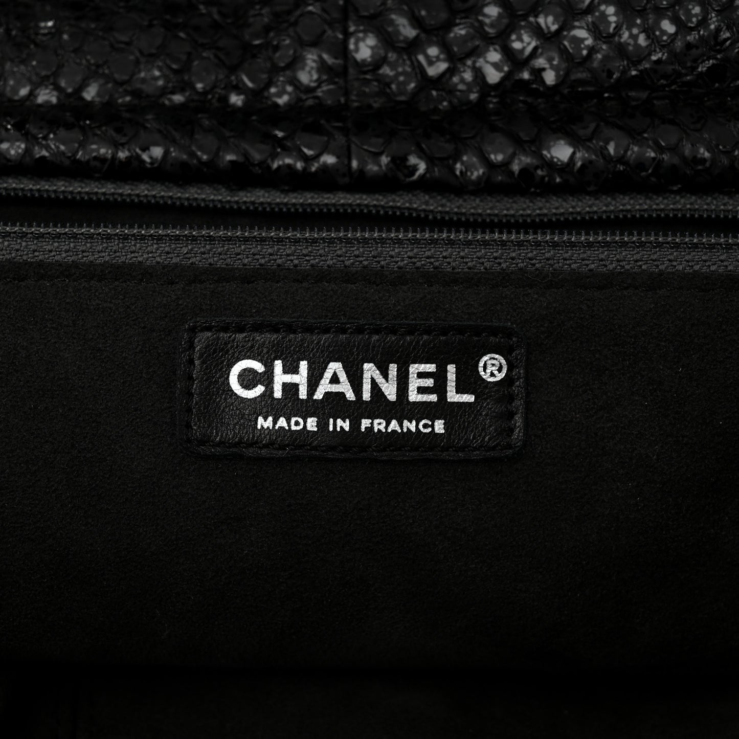 Snakeskin Accordion Tote Black