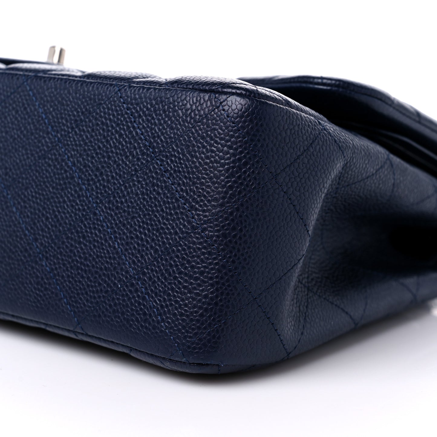 Caviar Quilted Jumbo Double Flap Navy Blue
