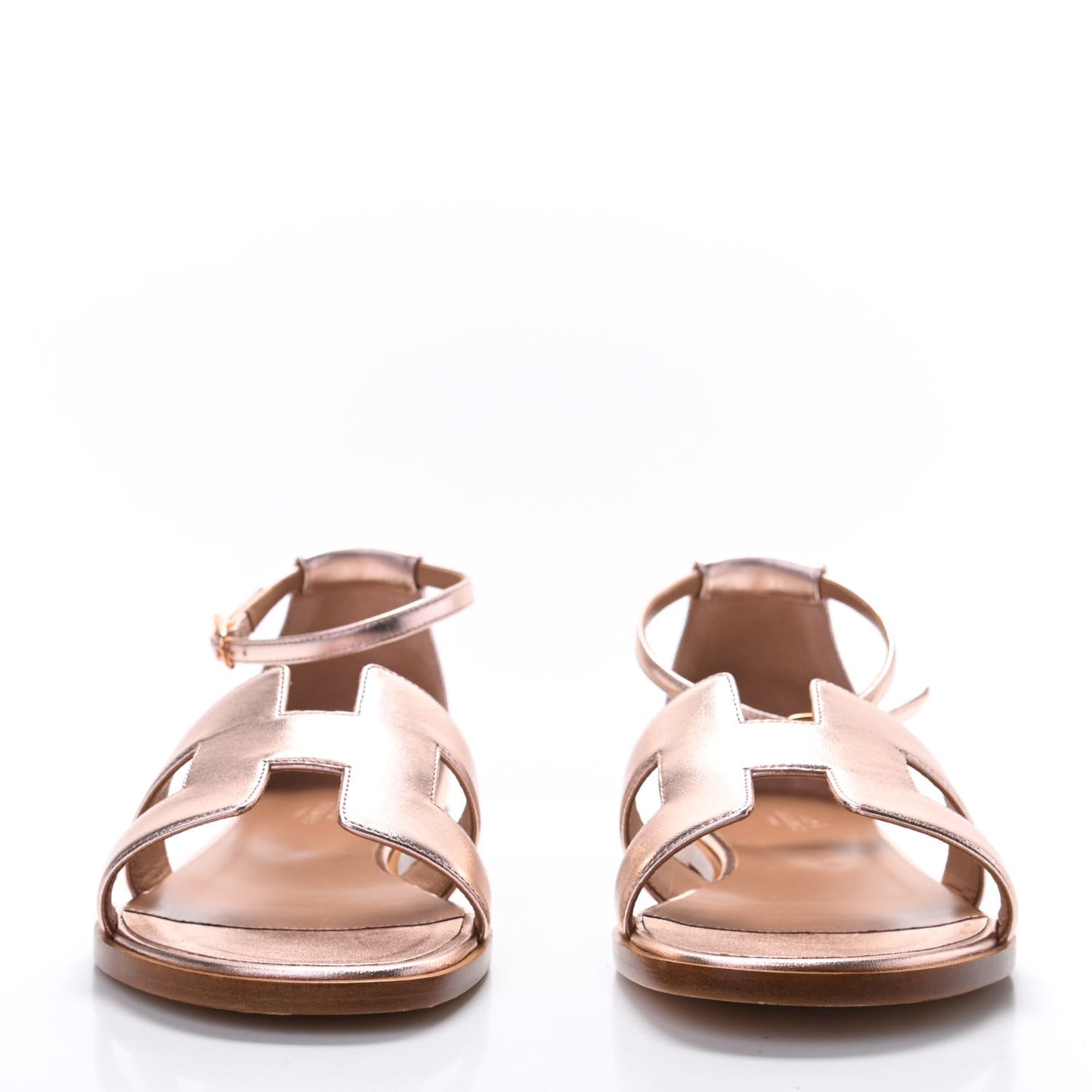 Metallic Calfskin Santorini Sandals 38 Rose Doré