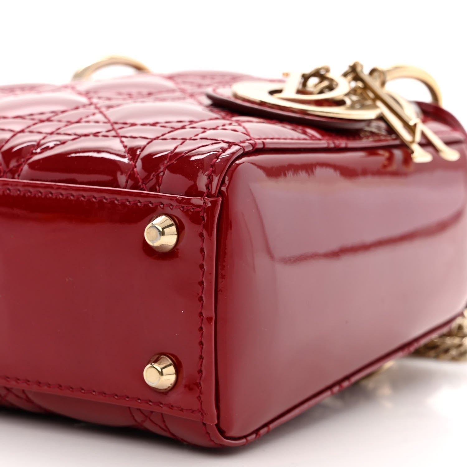 Christian Dior Patent Cannage Mini Lady Dior Red 10 of 12