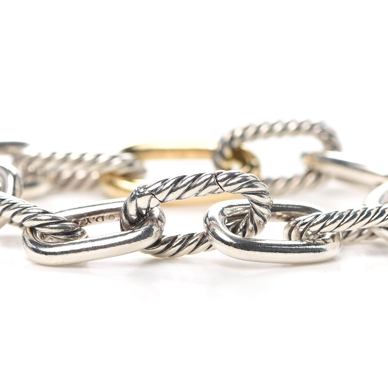 David Yurman Sterling Silver 18K Yellow Gold 11mm Madison Chain Bracelet 4 of 5