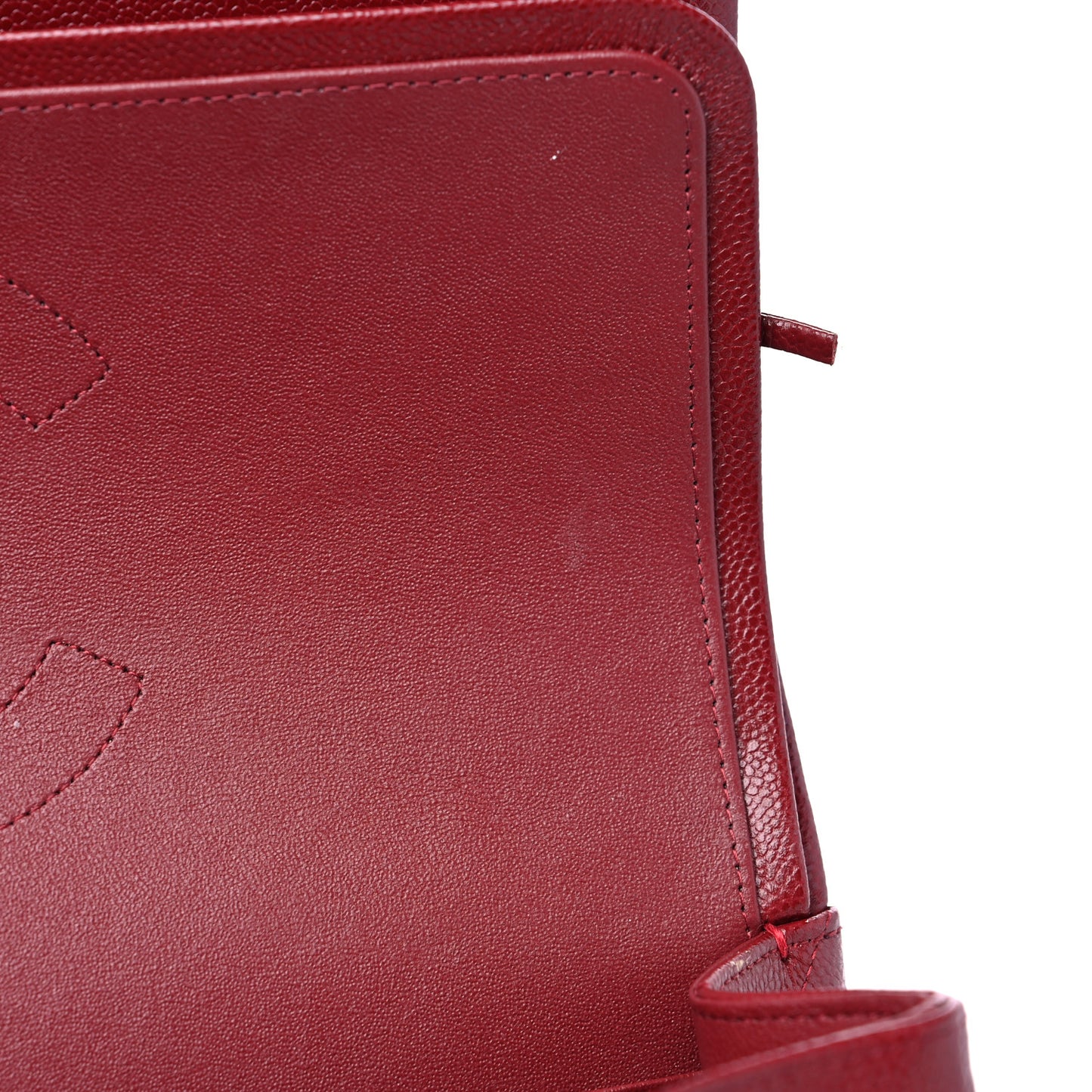 Caviar Quilted Jumbo Double Flap Dark Red