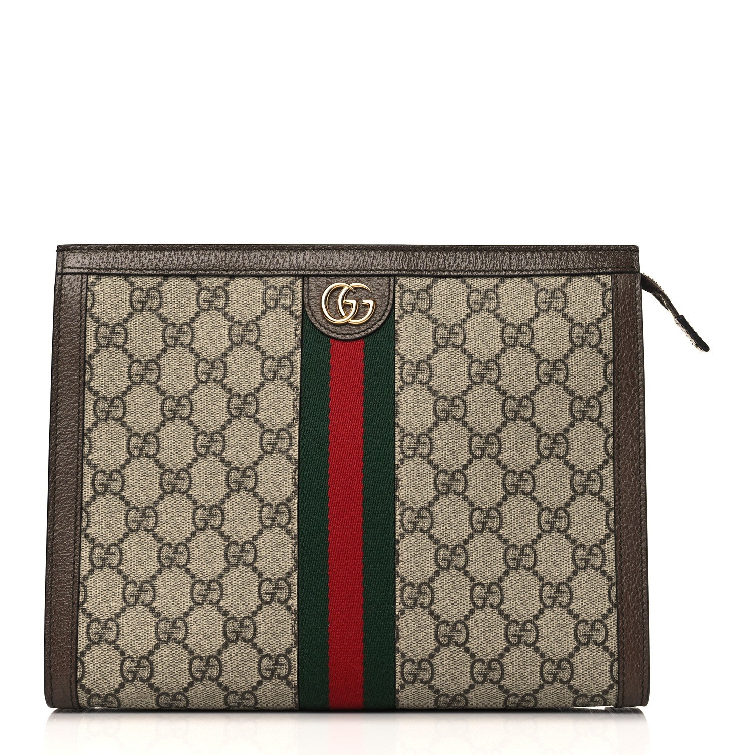 Gucci GG Supreme Monogram Web Ophidia Pouch Brown 1 of 9