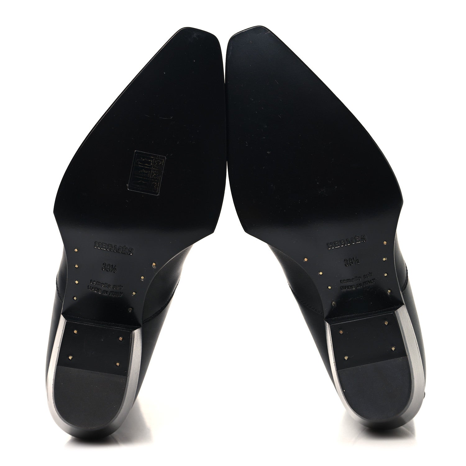 Hermes Calfskin Folk 35 Boots 38.5 Black 5 of 7
