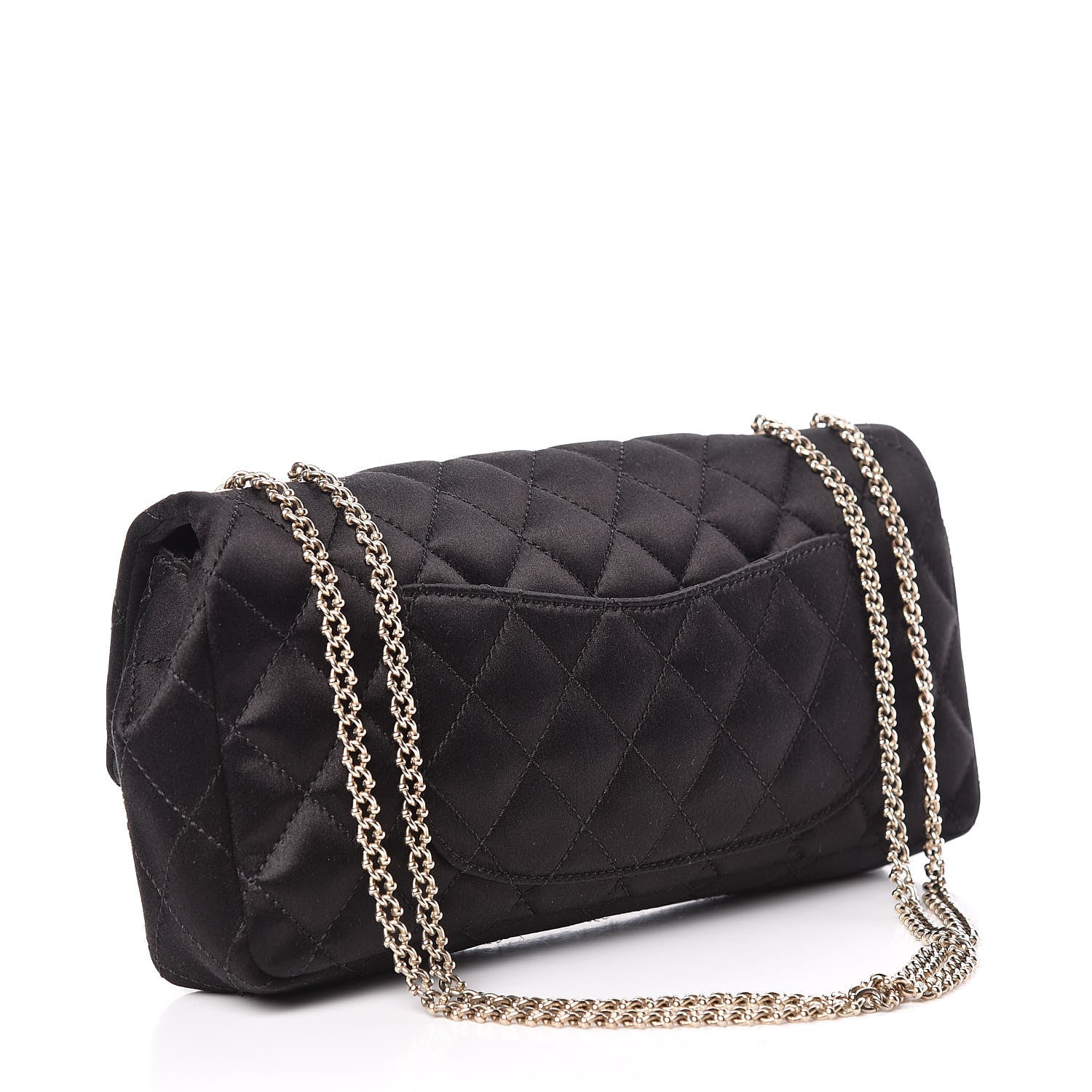 Chanel Satin Quilted Jeweled East West Flap Black 3 of 10