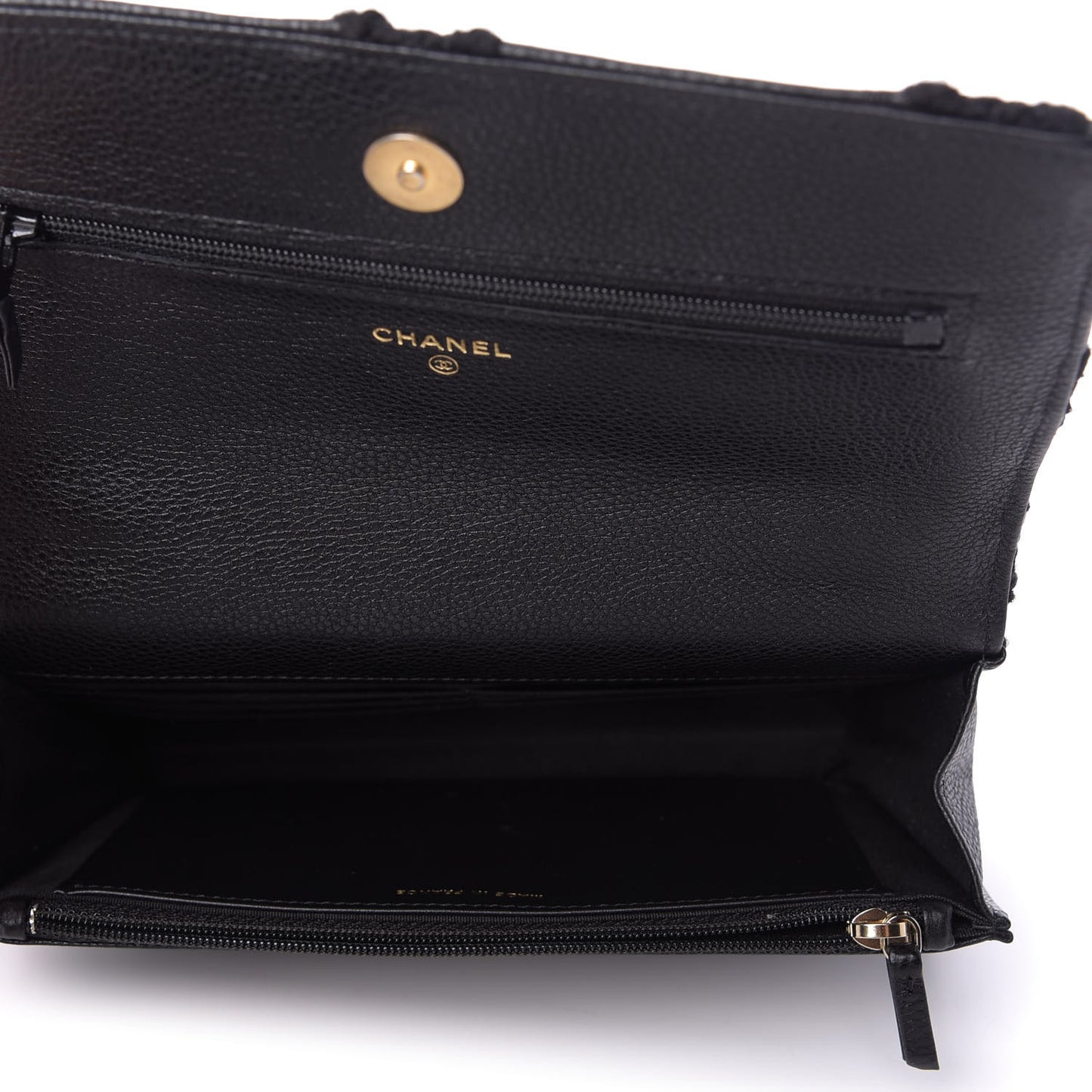 Calfskin Crochet 19 Wallet On Chain WOC Black