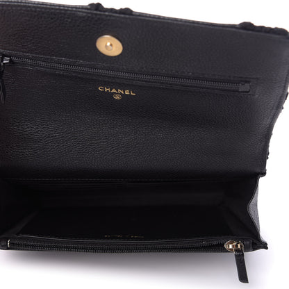 Chanel Calfskin Crochet 19 Wallet On Chain WOC Black 5 of 10