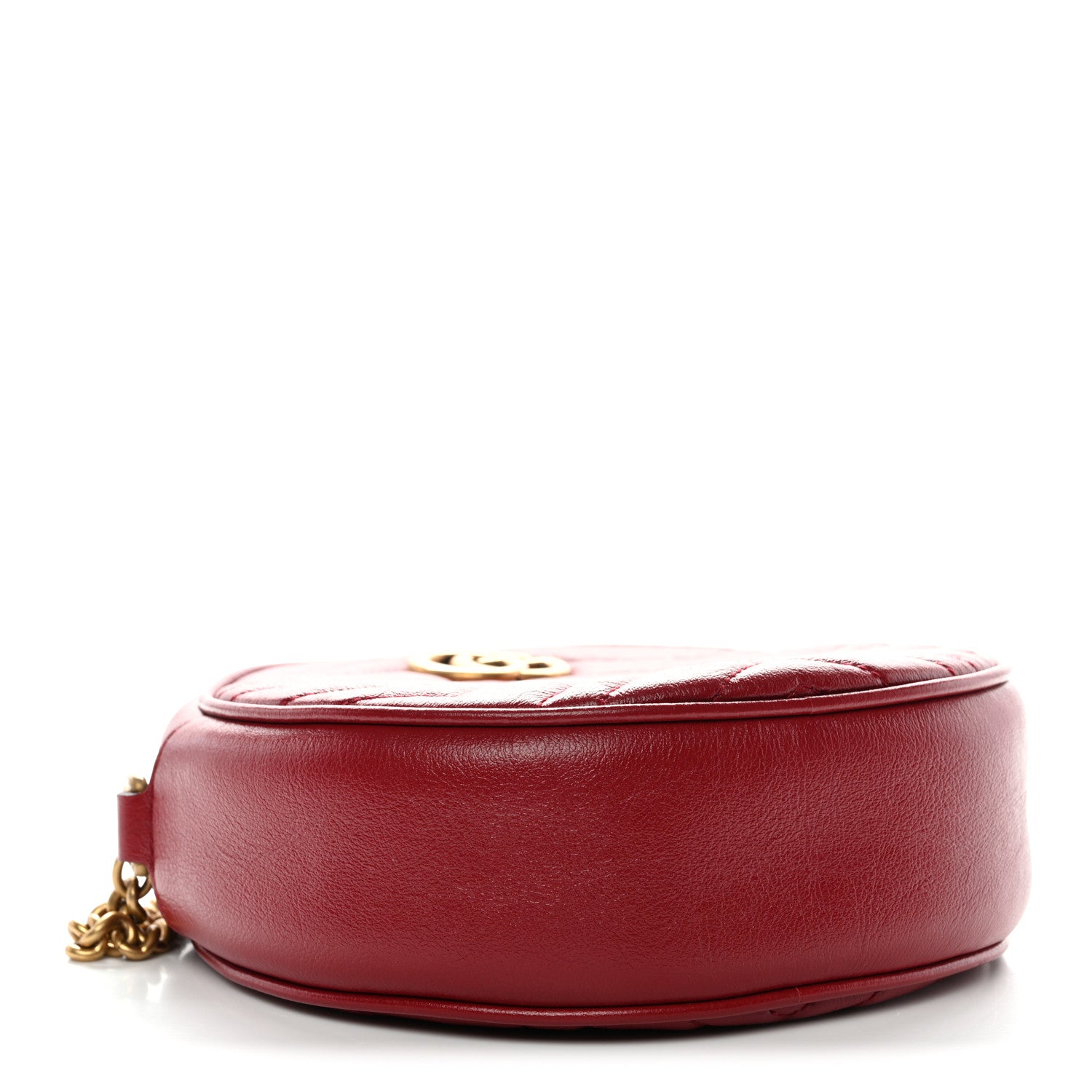 Gucci Glazed Calfskin Matelasse Heart Mini GG Marmont Round Shoulder Bag Romantic Cerise 4 of 10