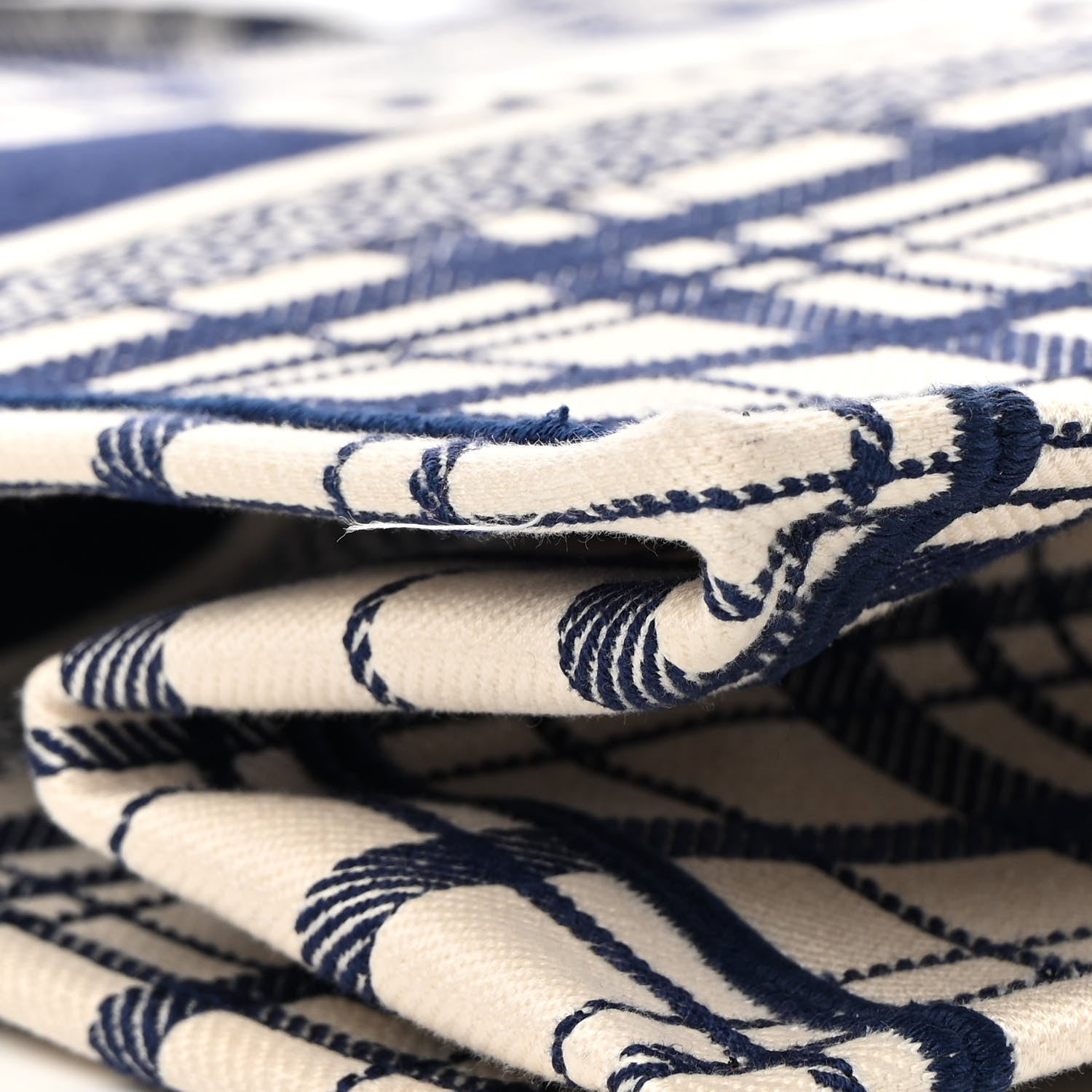 Christian Dior Canvas Embroidered Large Check'n'Dior Book Tote Blue 11 of 13