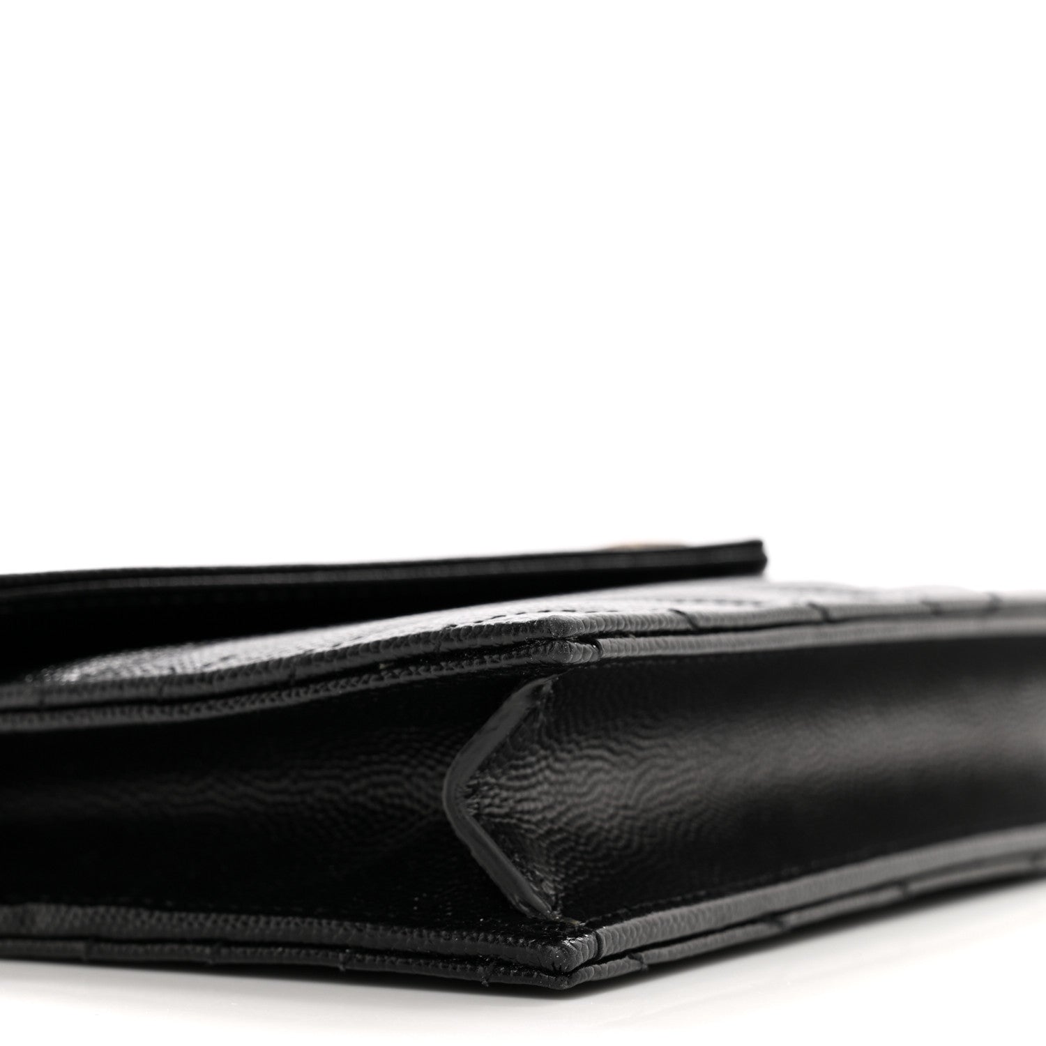 Saint Laurent Grain De Poudre Matelasse Chevron Monogram Envelope Chain Wallet Black 9 of 12