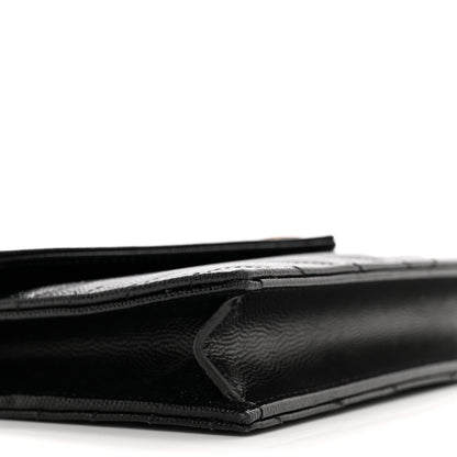 Saint Laurent Grain De Poudre Matelasse Chevron Monogram Envelope Chain Wallet Black 9 of 12