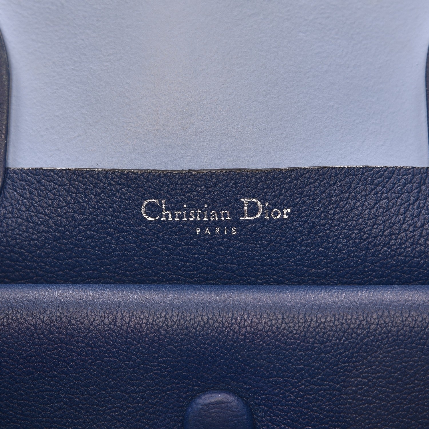 Christian Dior Supple Grained Calfskin Large Open Bar Tote Blue 7 of 12