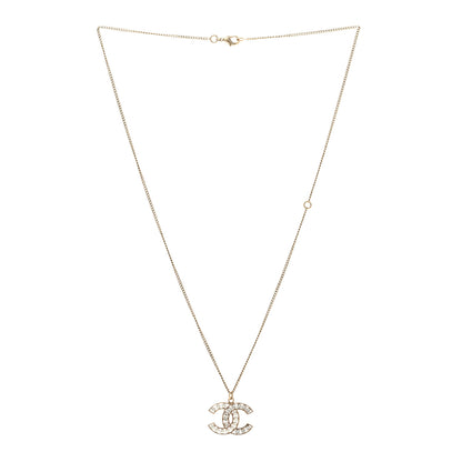 Chanel Crystal Pearl CC Pendant Necklace Gold 3 of 7