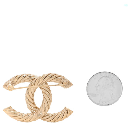 Chanel Twisted CC Brooch Light Gold 2 of 3