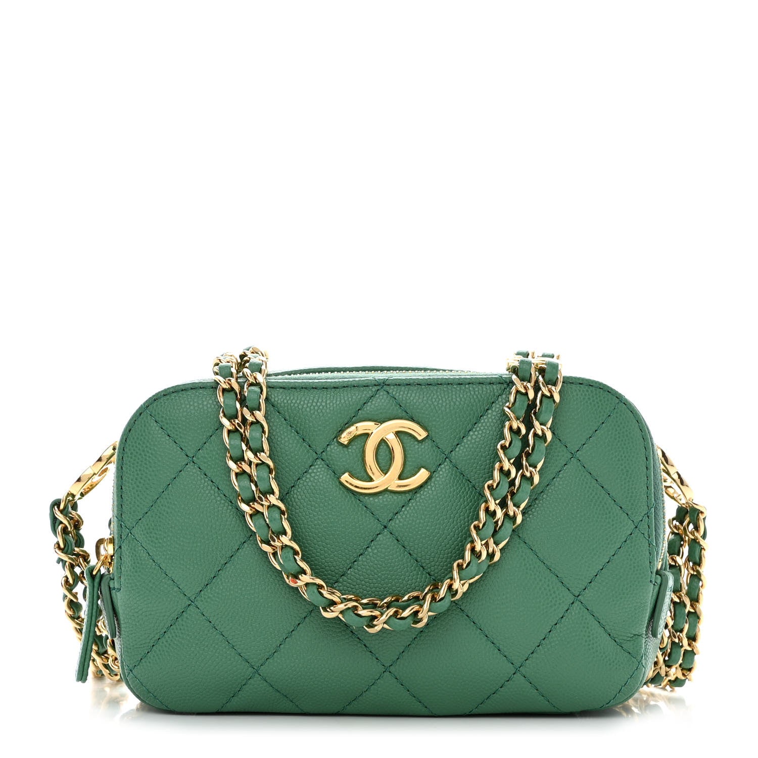 Chanel Caviar Quilted Mini CC You Camera Case Dark Green 1 of 10