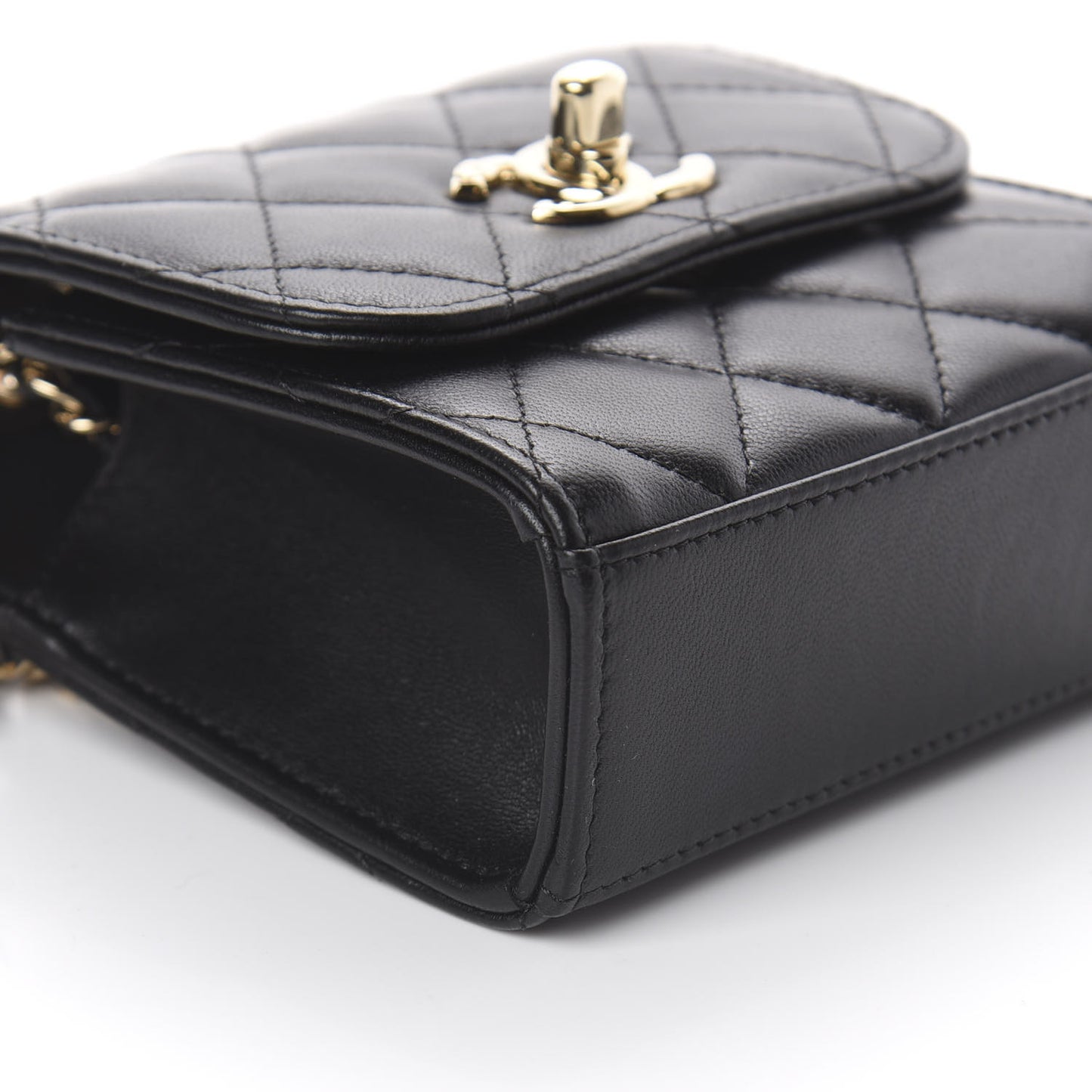 Lambskin Quilted Mini Trendy CC Chain Wallet Black