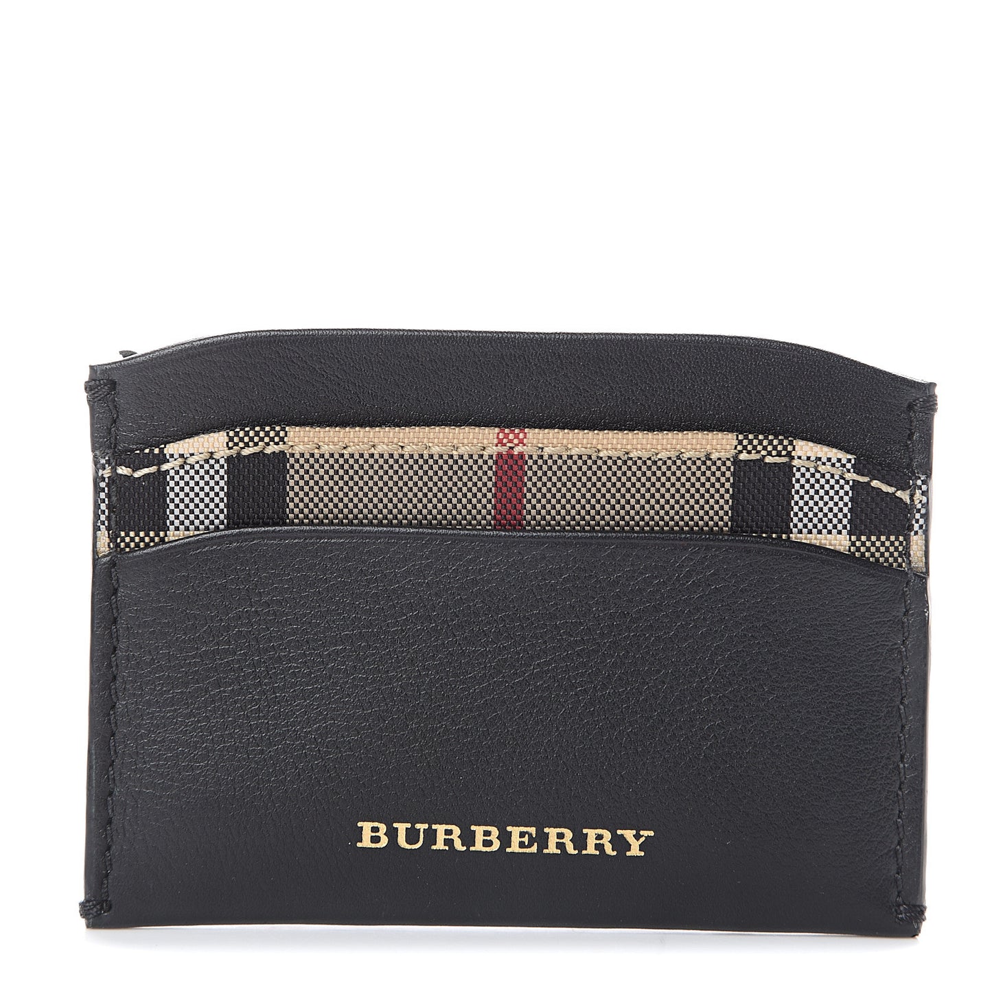 Calfskin Horseferry Check Izzy Card Case Black