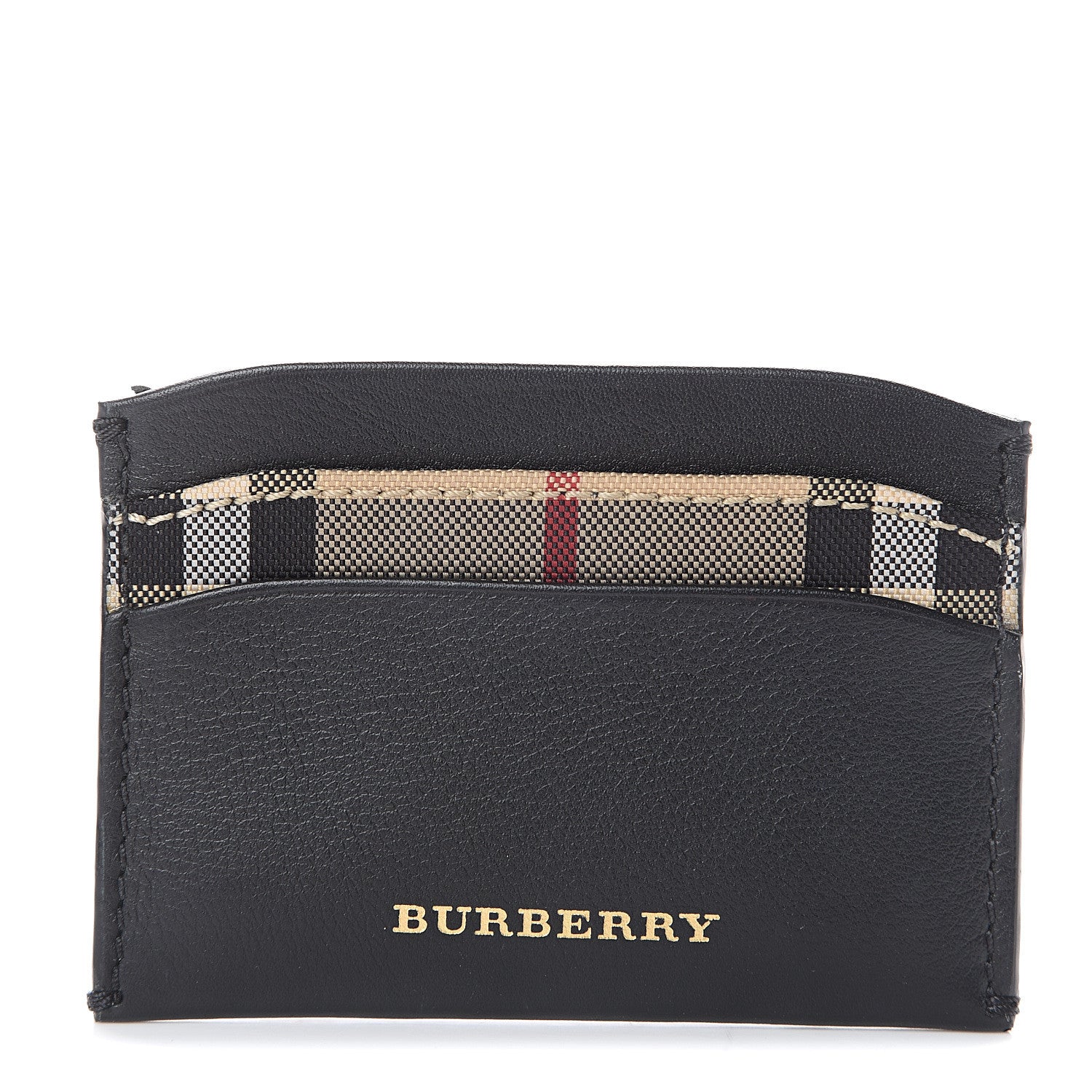 Burberry Calfskin Horseferry Check Izzy Card Case Black 1 of 6