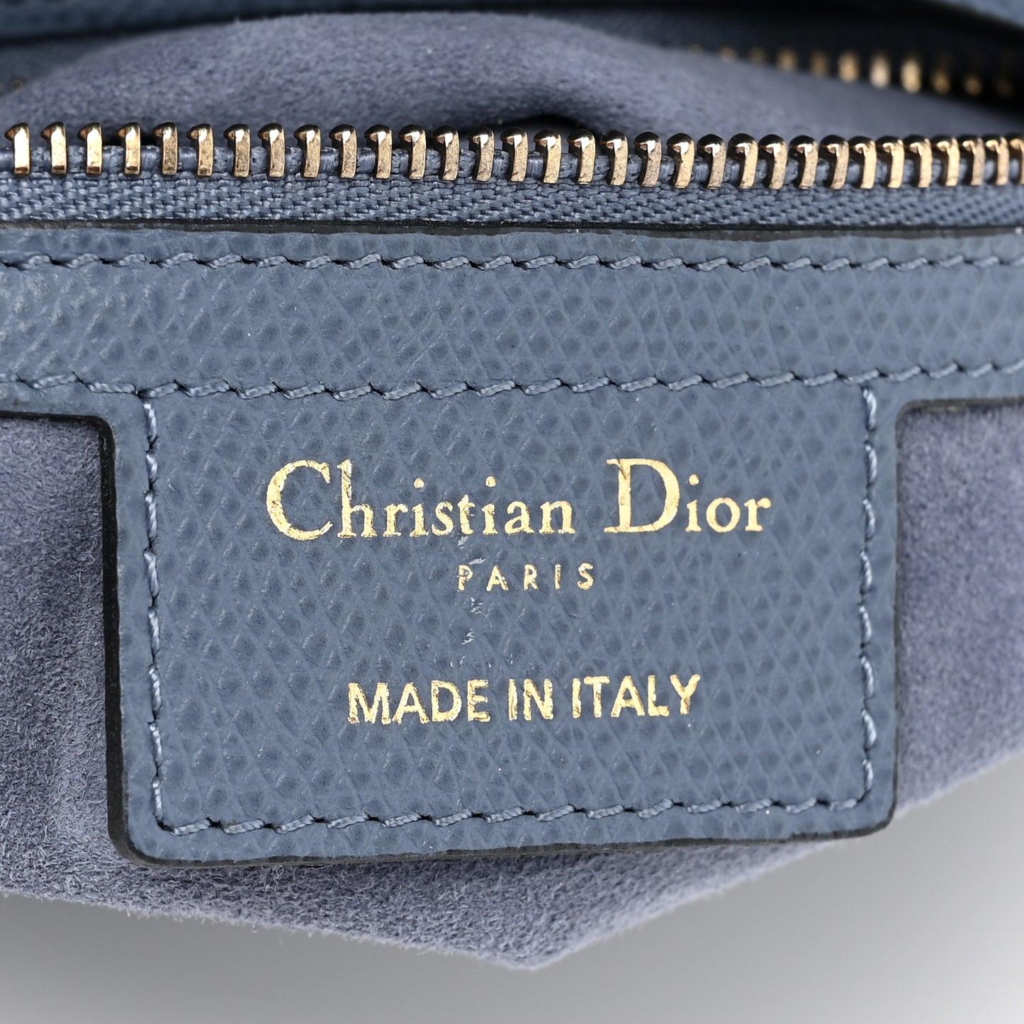 Grained Calfskin Saddle Bag Denim Blue