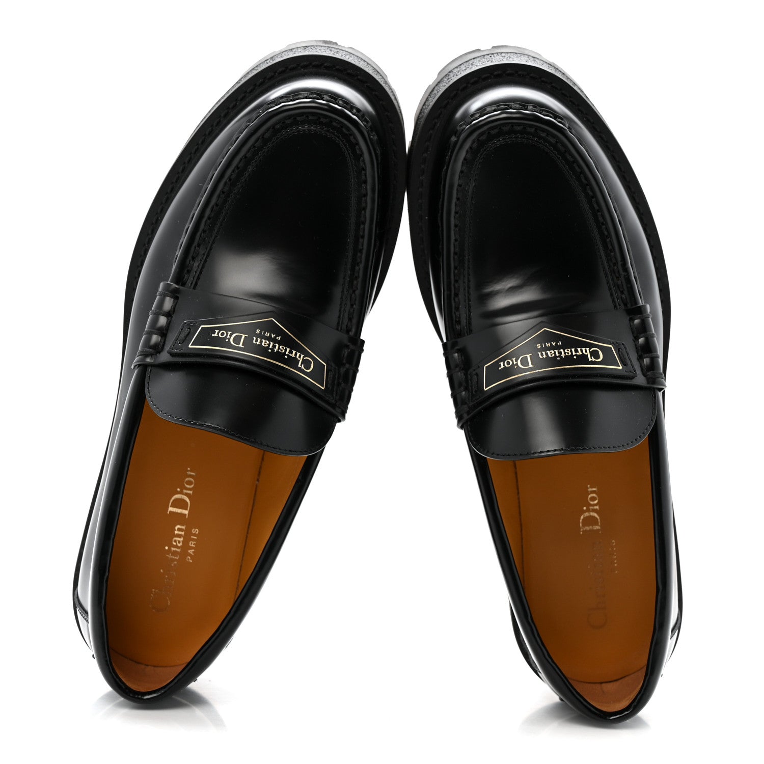 Christian Dior Brushed Calfskin Boy Platform Loafers 39.5 Black