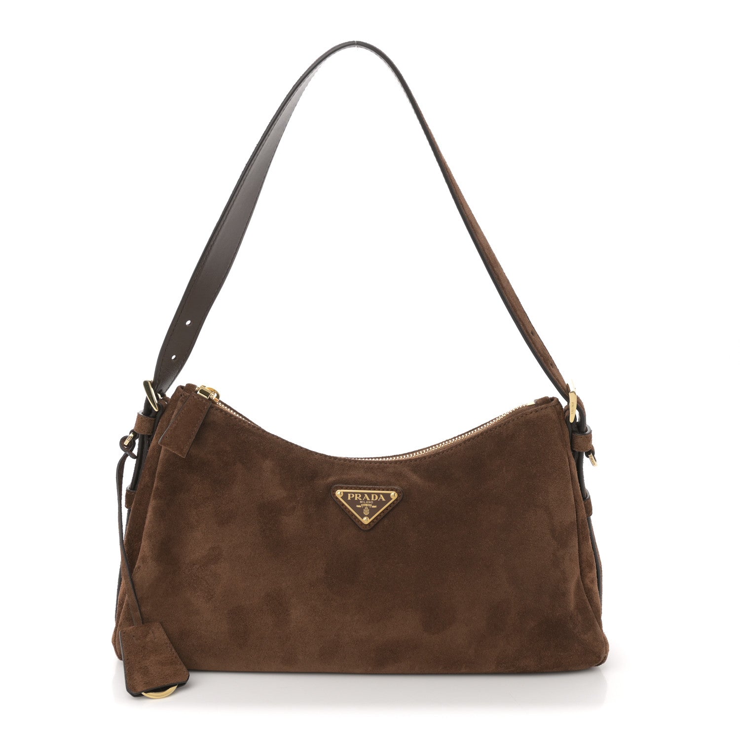 Prada Scamosciato Suede Medium Aimee Shoulder Bag Cacao 1 of 9