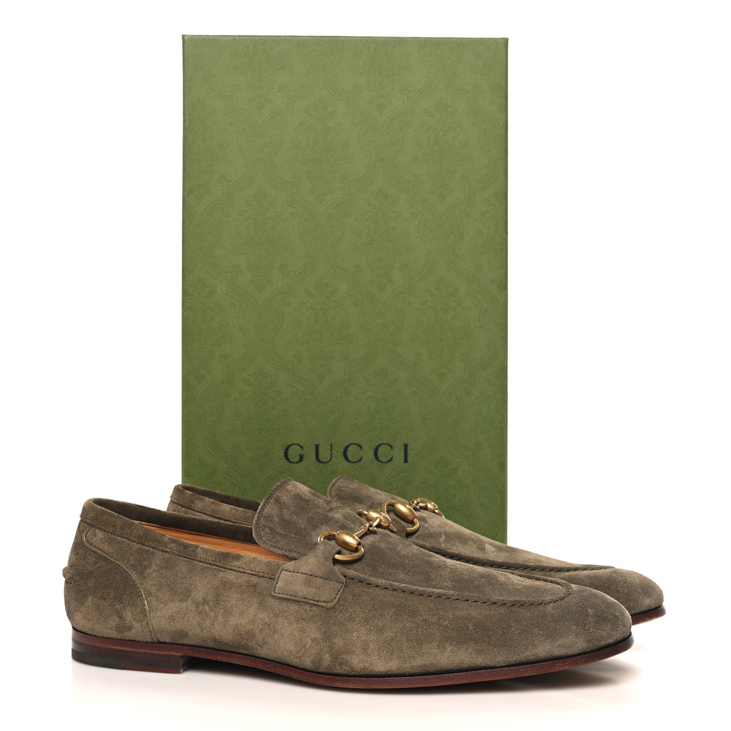 Gucci Suede Horsebit Mens Jordaan Loafers 9.5 Olive Green 10 of 10