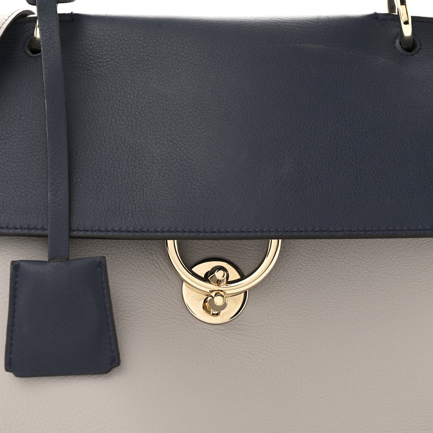 Salvatore Ferragamo Calfskin Jet Set Top Handle Bag Grey Navy 7 of 14