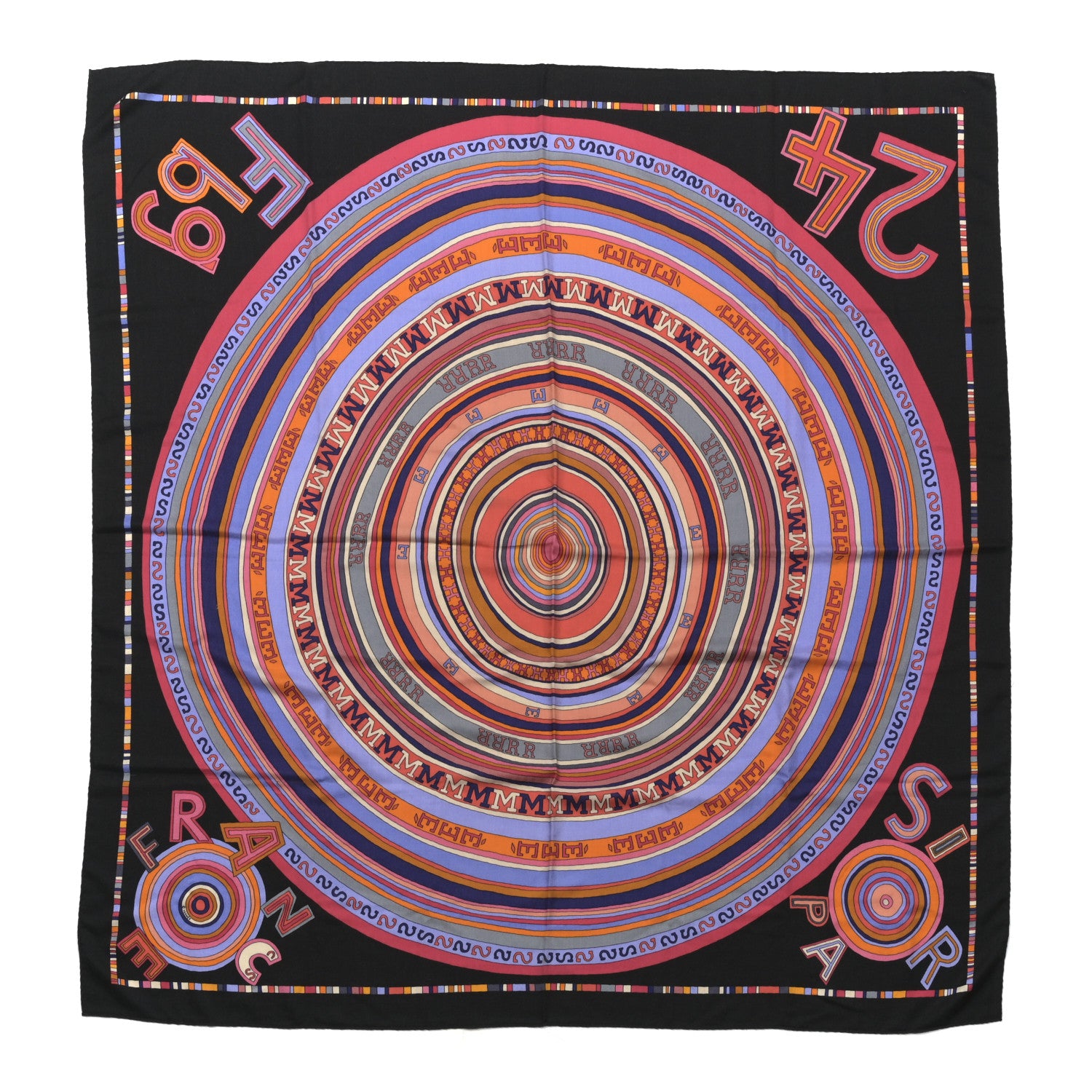 Hermes Cashmere Silk Tohu Bohu Shawl 140 Black Multicolor 1 of 5