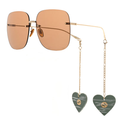Gucci Acetate Detachable Charm Square Frame Sunglasses GG1148S Brown 1 of 7