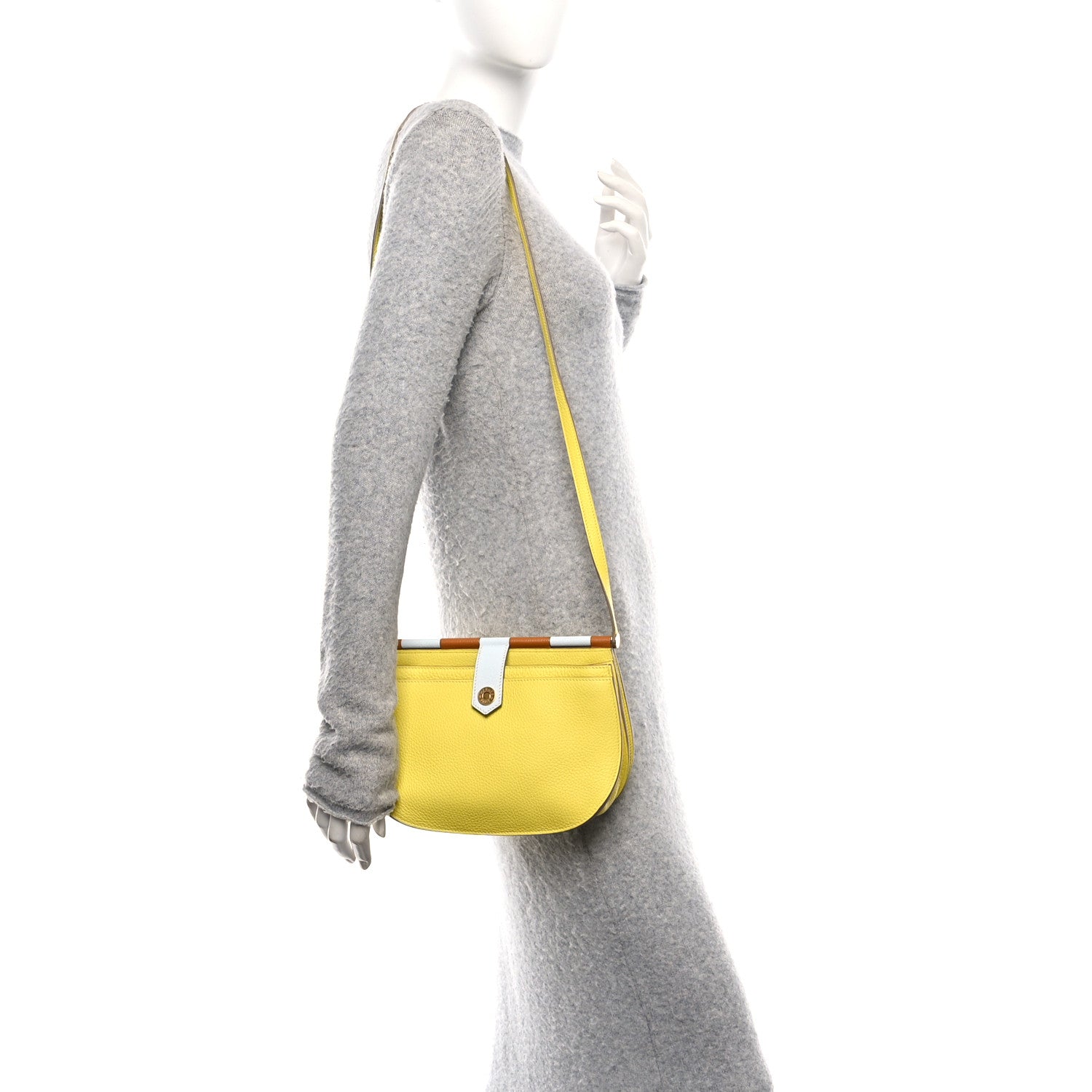Hermes Taurillon Clemence Chevre Mysore Saut 25  Lime 2 of 9