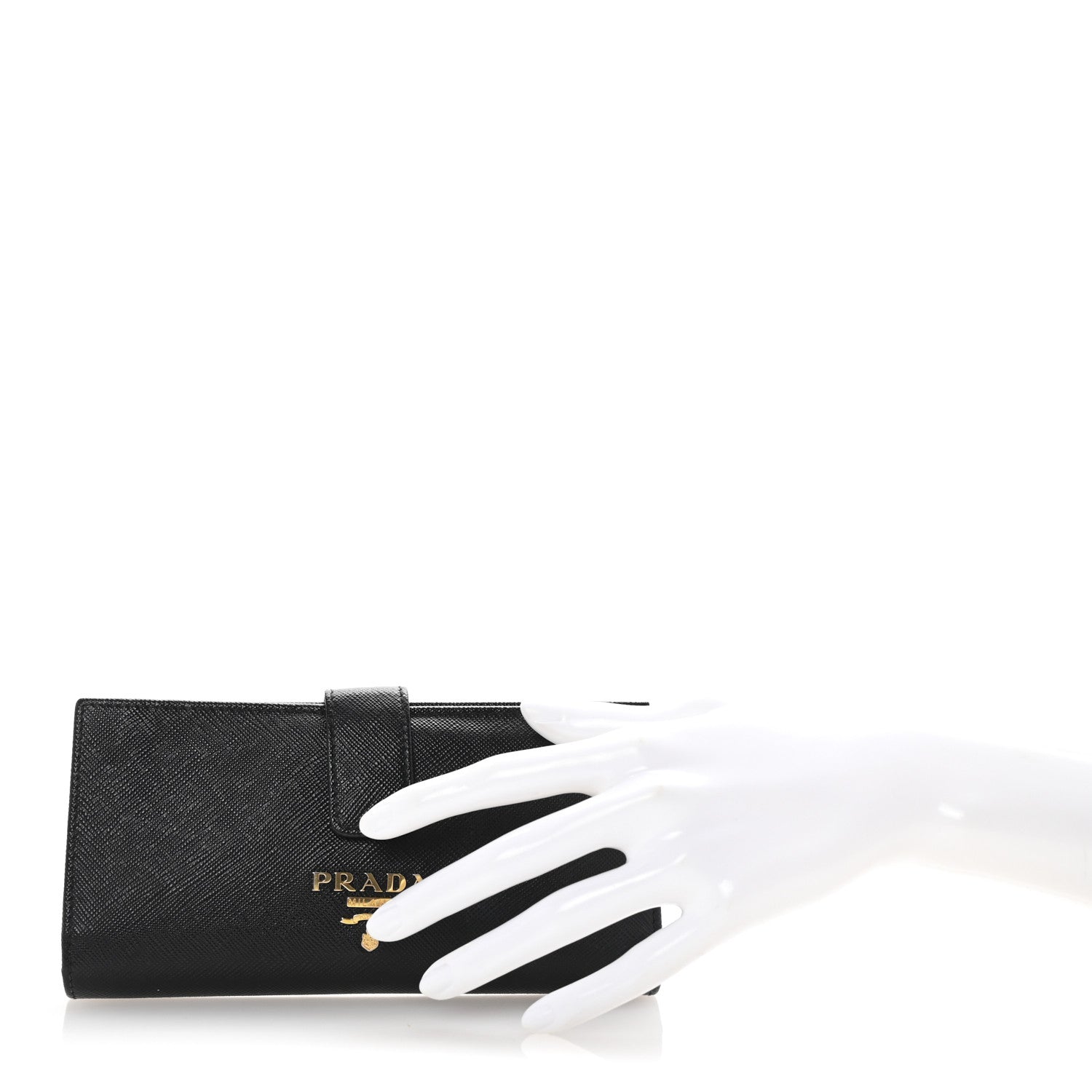 Prada Saffiano Metal Large Wallet Black 2 of 6