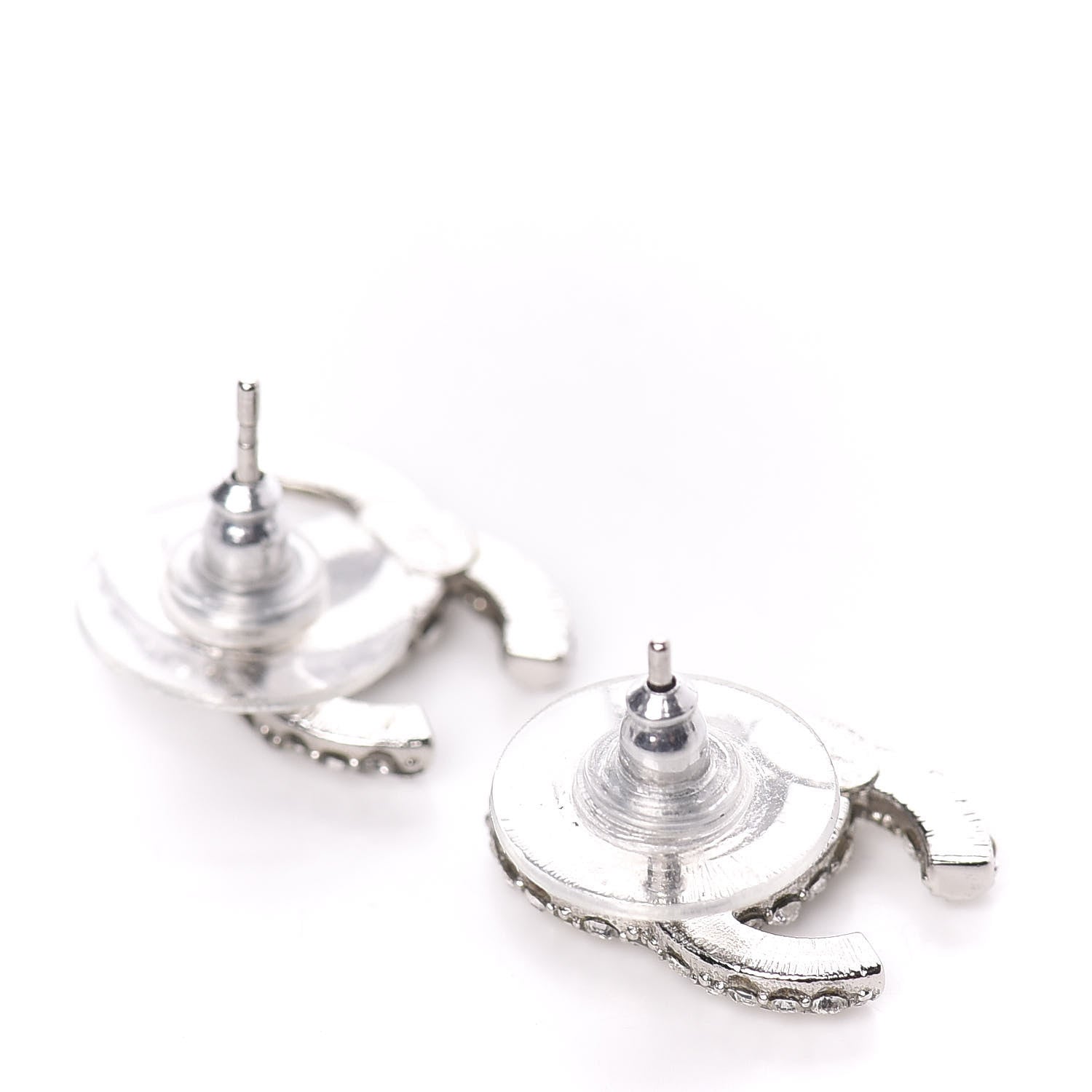 Chanel Crystal Mini CC Earrings Silver 3 of 5