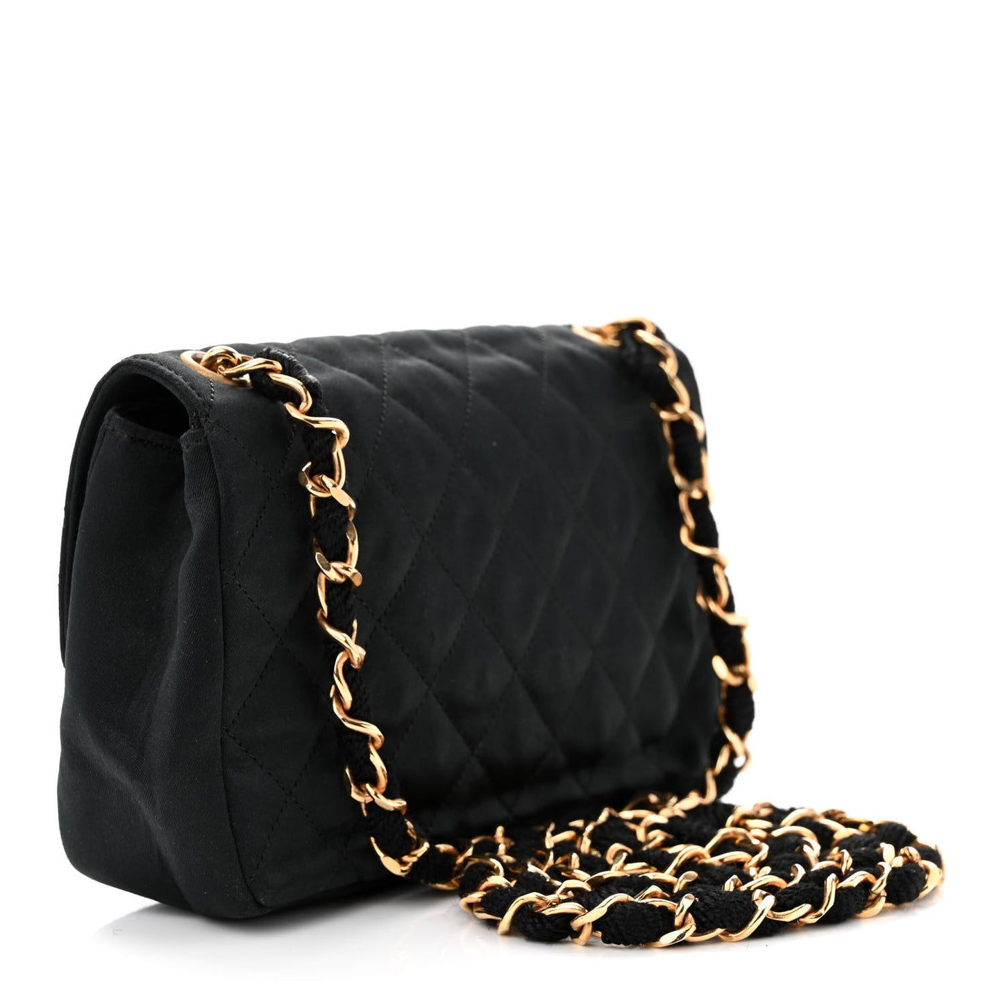Satin Quilted Flap Black
