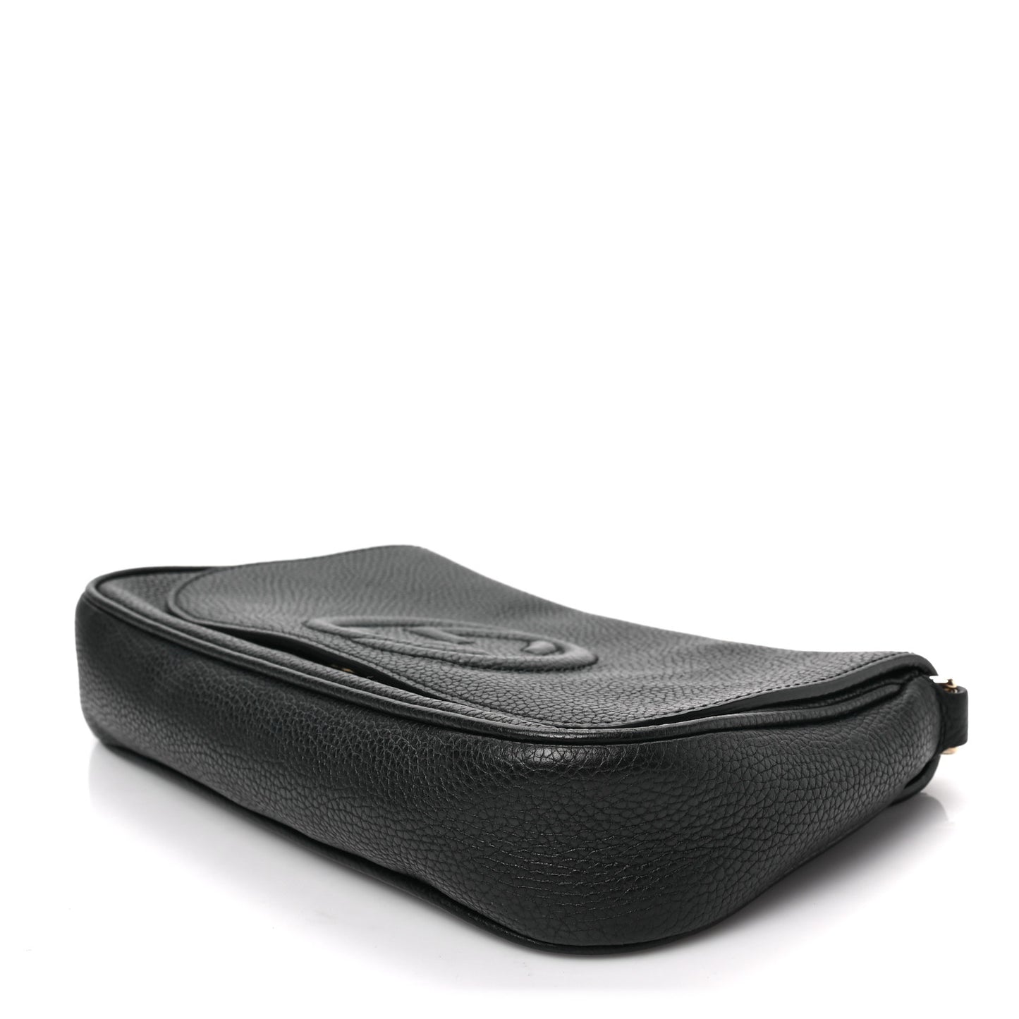 Pebbled Calfskin Medium Soho Flap Crossbody Black