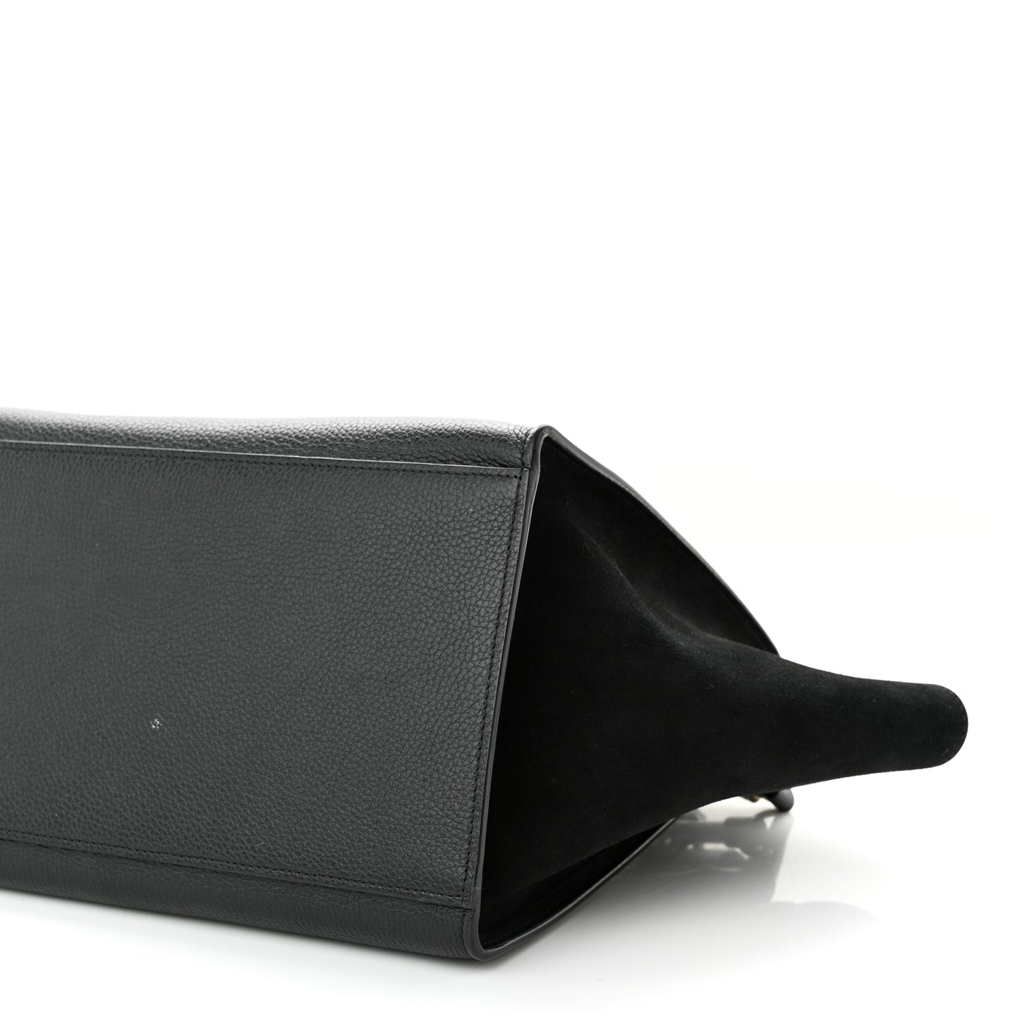 Drummed Calfskin Suede Small Trapeze Black